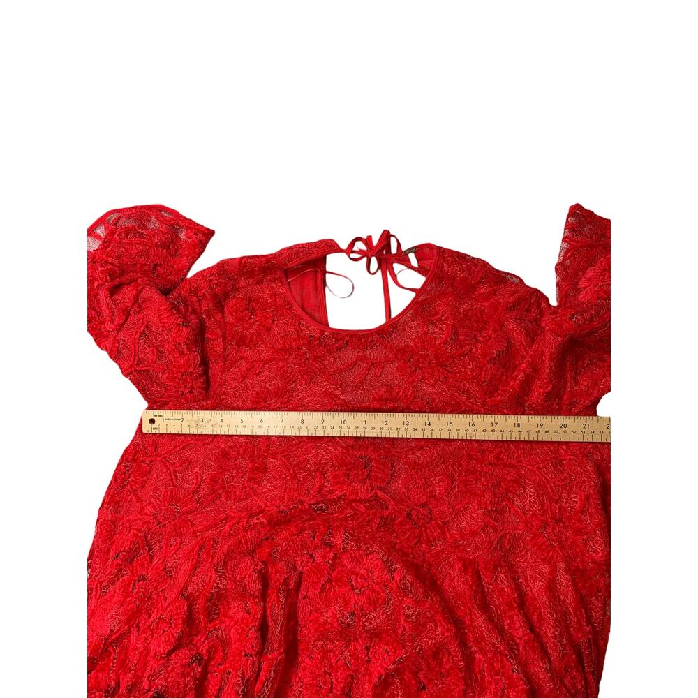 Free People Le Fleur Floral Lace Mini Dress Size S Red Boho Romantic - Picture 5 of 9